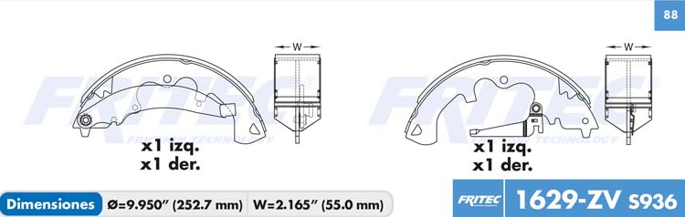 BALATA TAMBOR TRASERA FRITEC FORD TRUCK ESCAPE 2010-2012 MERCURY TRUCK MARINER 2007-2011 =S936